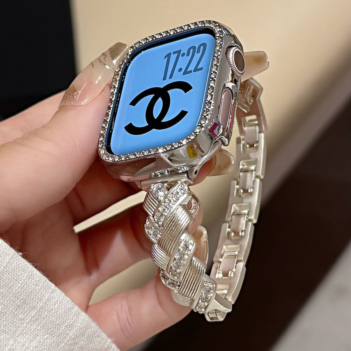 Wheat Spike diamond-encrusted metal starlight watch band for Apple Watch, designed for women, by eprolo.