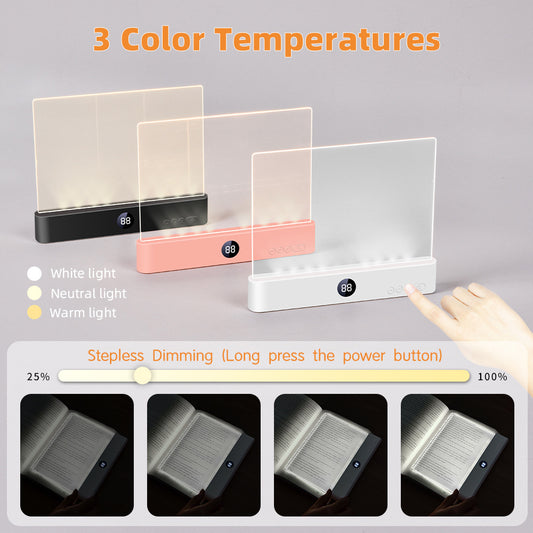 eprolo LED reading night light with 1200mAh battery, three color temperatures, brightness control, and timer, USB powered.
