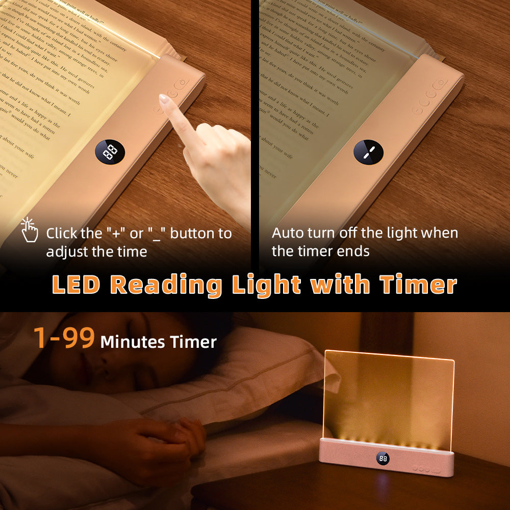 Eprolo LED reading night light with 1200mAh battery, three color temperatures, brightness adjustment, and timer, USB powered.
