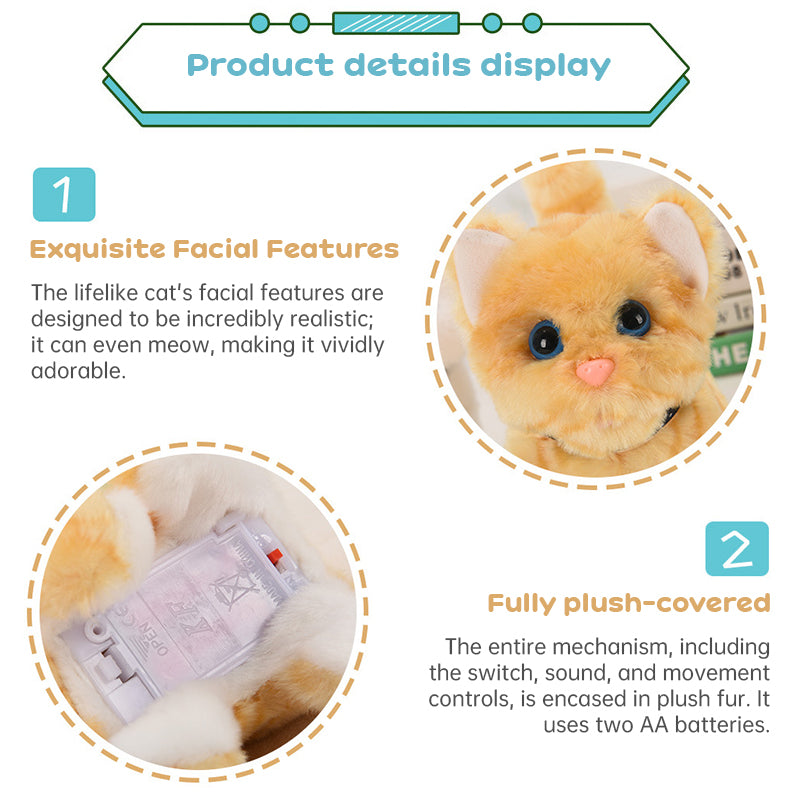 Eprolo realistic electronic cat toy with walking and barking actions to keep pets active and entertained.