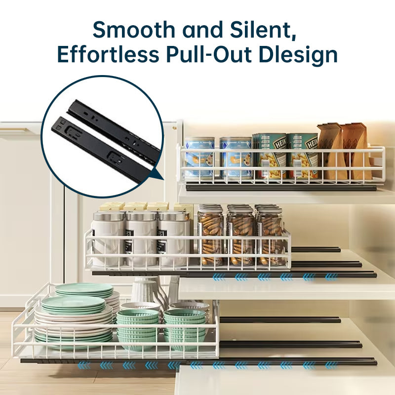 eprolo no drill pull out spice rack with adjustable slide-out shelf for kitchen cabinets, two-pack kitchen organization solution