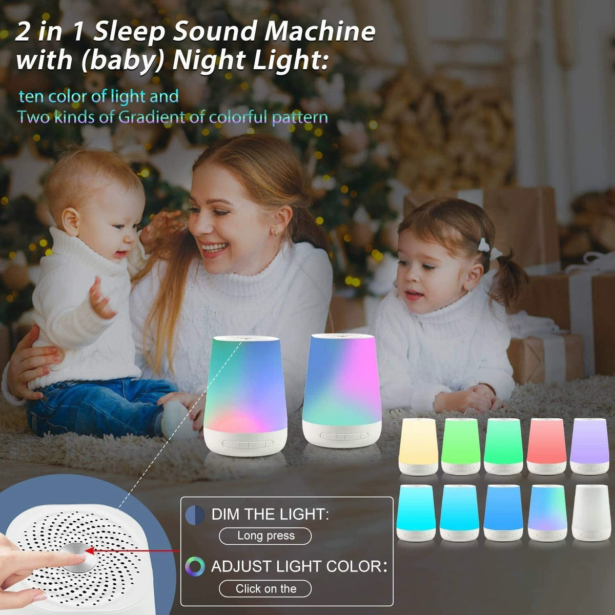 Eprolo children's touch night light with white noise graffiti design, providing intelligent sleep aid and calming illumination.