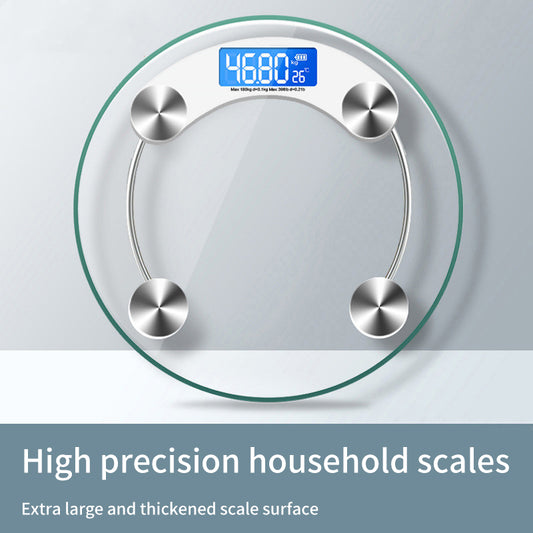 Eprolo 28cm transparent round electronic household scale with digital display and precision body weight measurement.