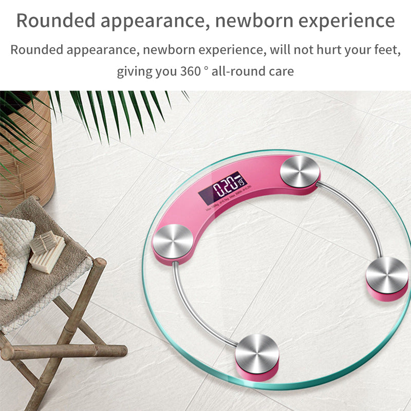 eprolo 28cm transparent round electronic household scale with digital display and precision body weight measurement.