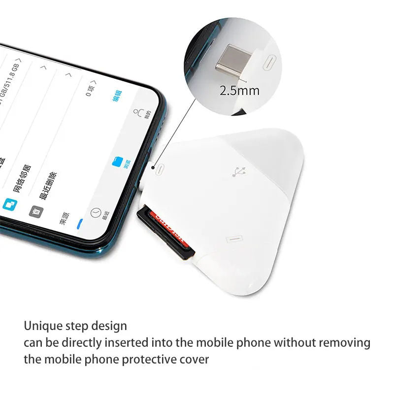 eprolo 3-in-1 memory card reader with triangle magnetic cap supporting TF and SD cards for PC, laptop, MacBook, and smartphone
