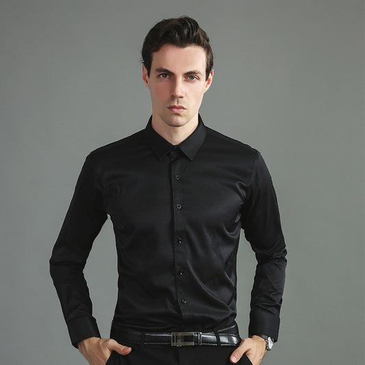 Crisp Stretchable Non-Iron Men's Long Sleeve Shirt - American Smart