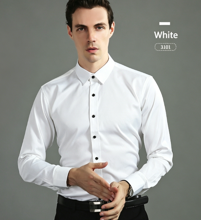 Crisp Stretchable Non-Iron Men's Long Sleeve Shirt - American Smart