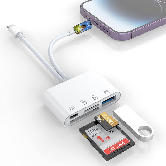 eprolo 4-in-2 card reader for Apple and Huawei Type-C phones, USB, SD, and microSD adapter converter with multiple slot options