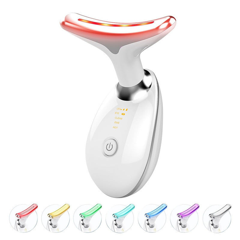 eprolo neck massager beauty device with 7-color light therapy for wrinkle care and relaxation.