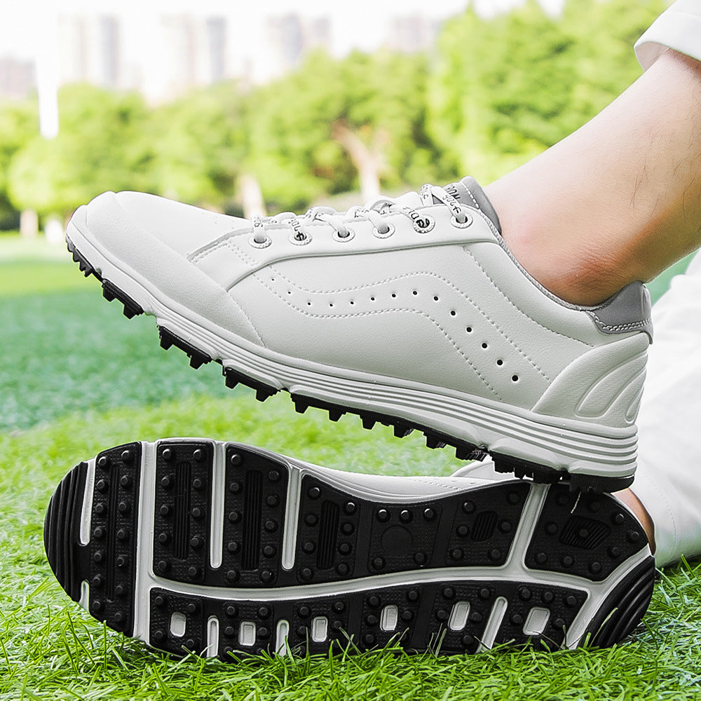 Men's eprolo golf shoes with no spikes, training shoes in large sizes, featuring breathable material and sporty design.