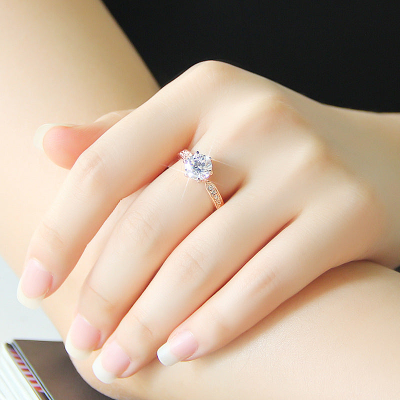 Elegant women's Korean wedding ring by eprolo featuring a luxurious living mouth design in silver with intricate detailing.