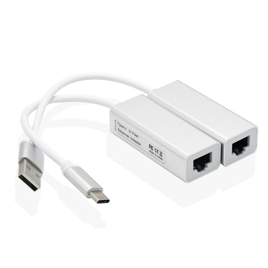eprolo aluminum alloy USB 2.0 Ethernet card with Type-C to RJ45 converter, 100Mbps network interface, no drive or cable included