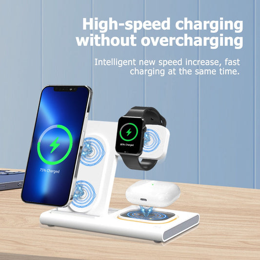 Eprolo 3-in-1 wireless charger supporting fast charging for smartphones, smartwatches, and earbuds in a sleek design