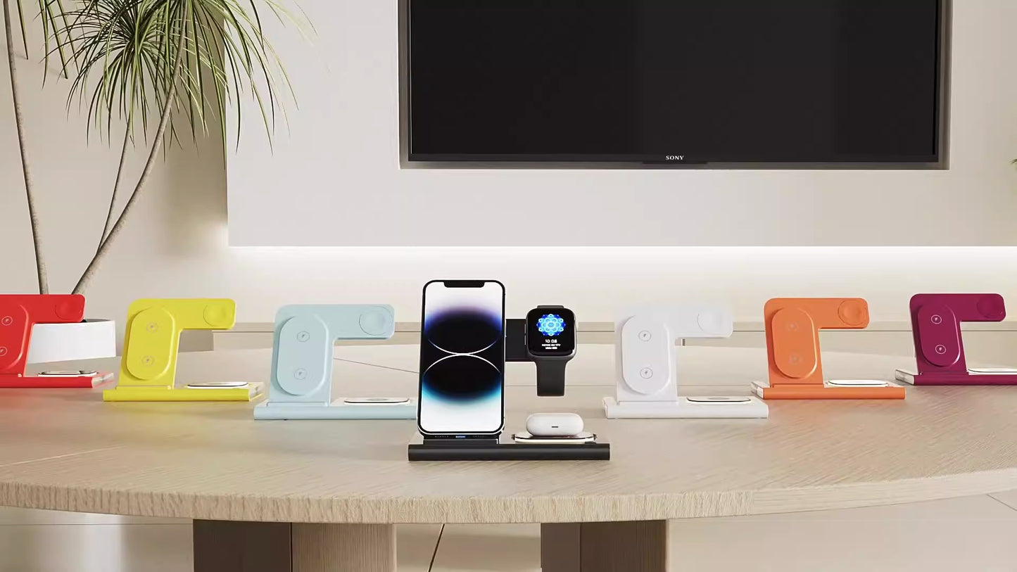 eprolo 3-in-1 wireless charger supporting fast charging for smartphones, smartwatches, and earbuds with multifunctional design