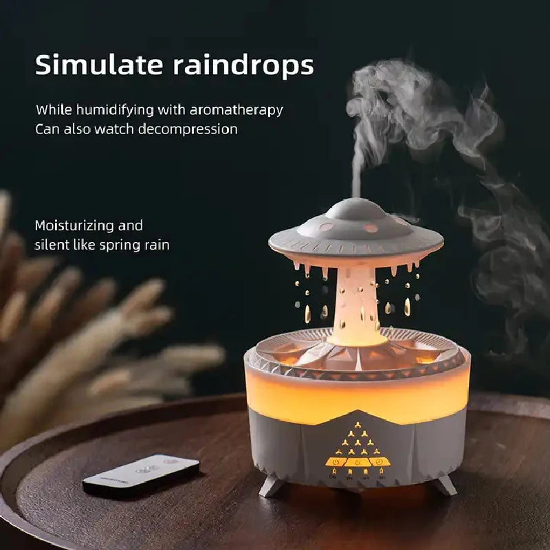 Rain Drop Air Humidifier and Essential Oil Diffuser by eprolo with 7-color LED lights, ultrasonic mist, remote control, USB powered