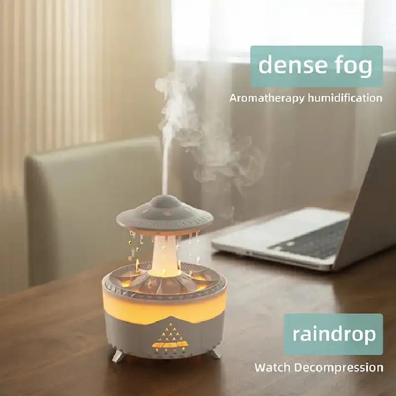 eprolo Rain Drop Air Humidifier and Essential Oil Diffuser with 7-color LED lights, ultrasonic mist, remote control, and USB power