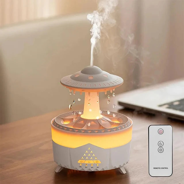 Eprolo Rain Drop Air Humidifier and essential oil diffuser with 7-color LED lamp, ultrasonic mist, remote control, USB powered