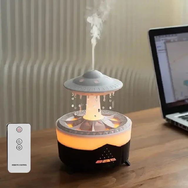Eprolo Rain Drop Air Humidifier and Essential Oil Diffuser with 7-color LED lamp, ultrasonic mist, remote control, USB powered