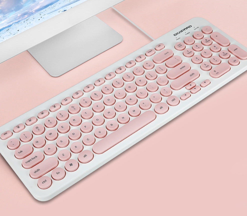 D520 Silent Wired Esports Keyboard USB Ultra Thin 104 Key Business Office Retro Punk Computer Gaming Keyboard - American Smart