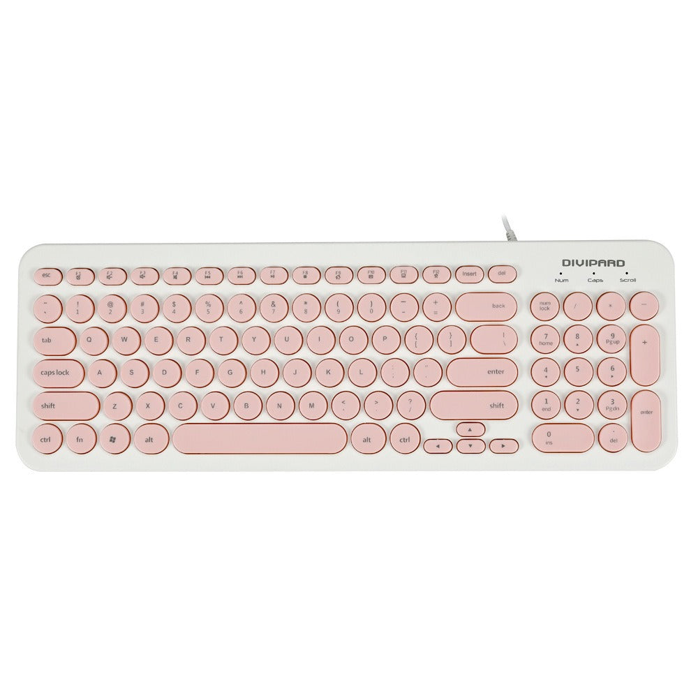 D520 Silent Wired Esports Keyboard USB Ultra Thin 104 Key Business Office Retro Punk Computer Gaming Keyboard - American Smart
