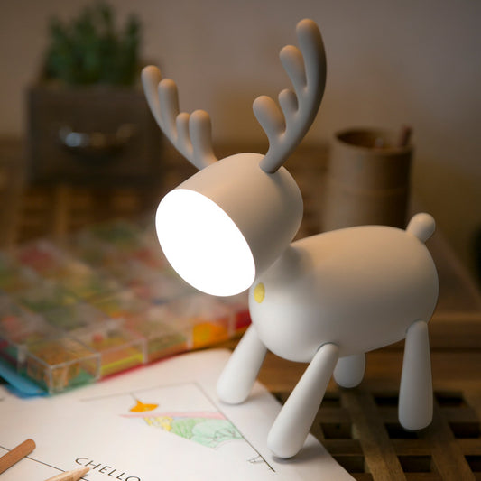 Cartoon Deer Night Light USB Charging With Sleeping Silicone Led Elk Light Children's Student Desk Reading Lamp - American Smart
