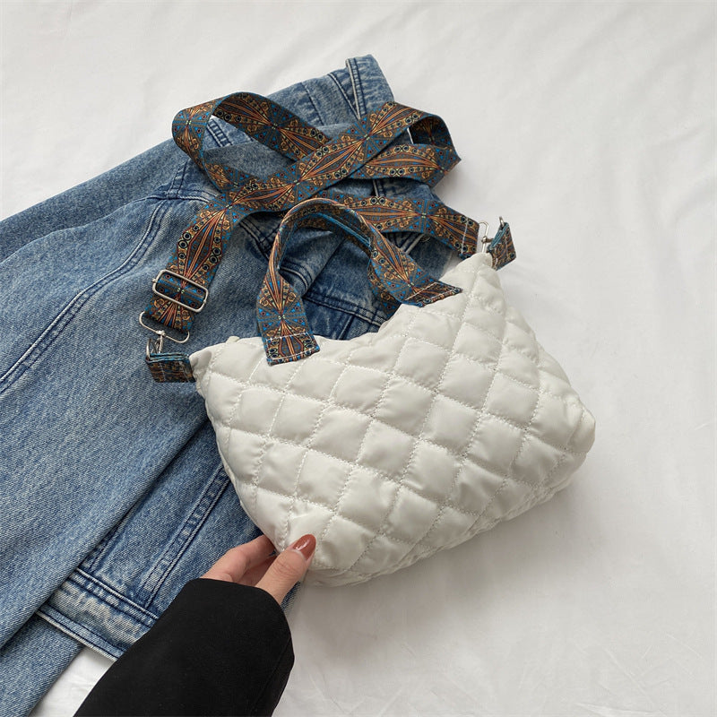 Casual Handbag Simple Shoulder Bag Stylish Crossbody Bag Quilted Korean Style Tote Bag - American Smart