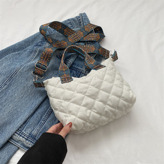 Casual Handbag Simple Shoulder Bag Stylish Crossbody Bag Quilted Korean Style Tote Bag - American Smart