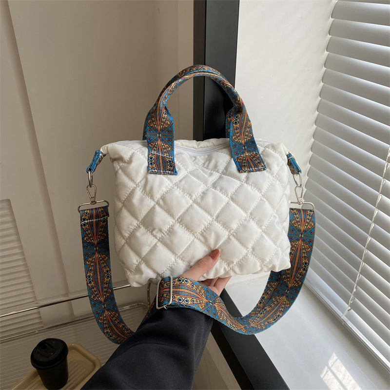 Casual Handbag Simple Shoulder Bag Stylish Crossbody Bag Quilted Korean Style Tote Bag - American Smart