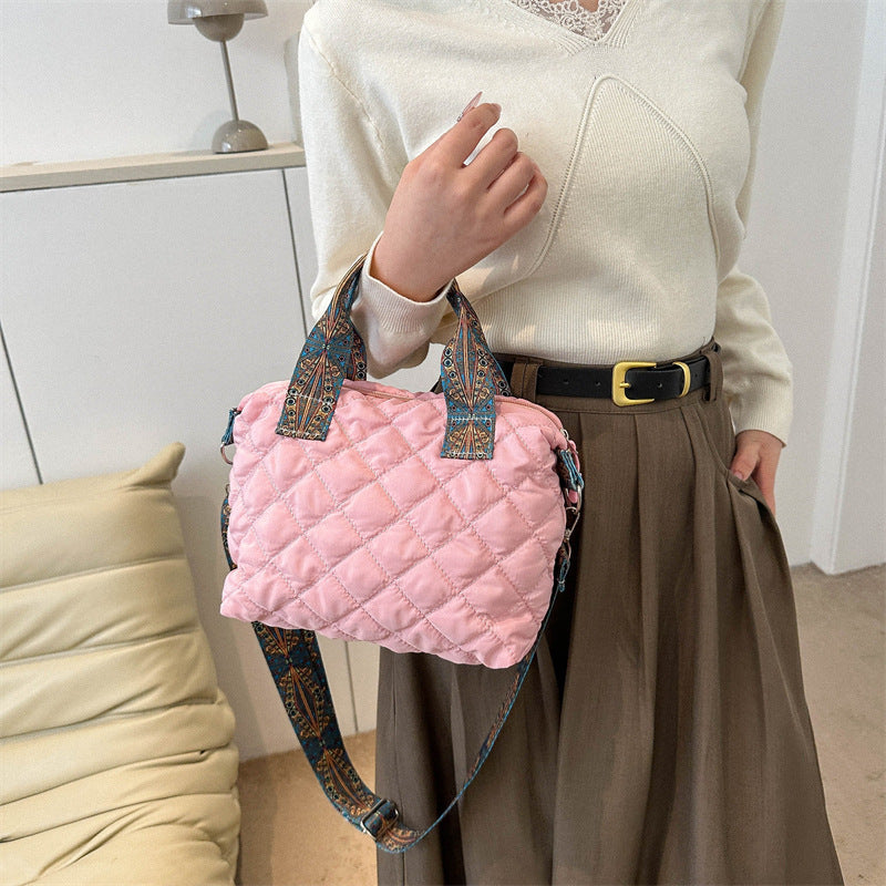 Casual Handbag Simple Shoulder Bag Stylish Crossbody Bag Quilted Korean Style Tote Bag - American Smart