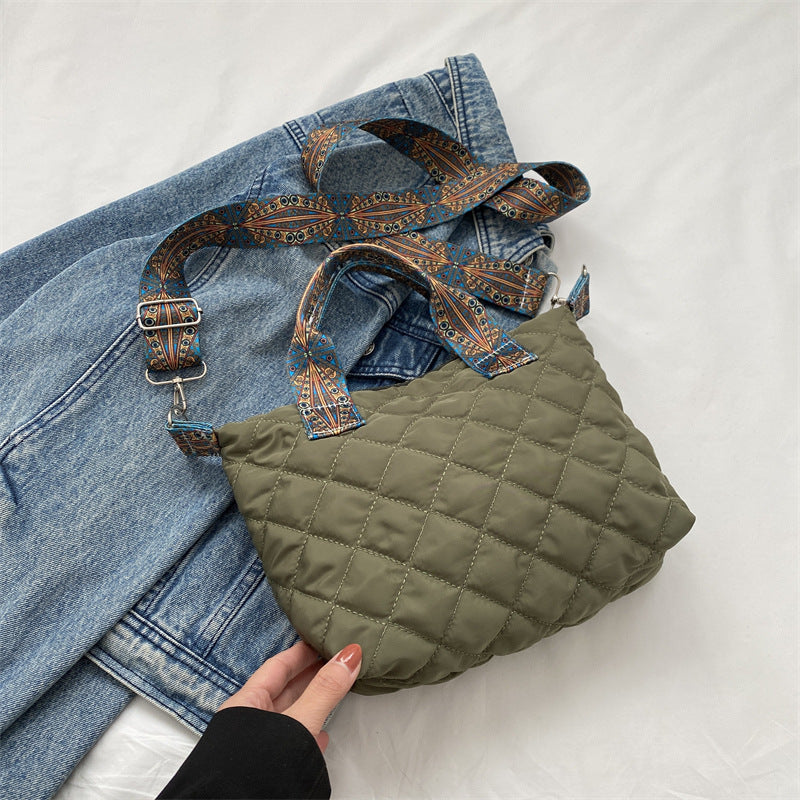 Casual Handbag Simple Shoulder Bag Stylish Crossbody Bag Quilted Korean Style Tote Bag - American Smart