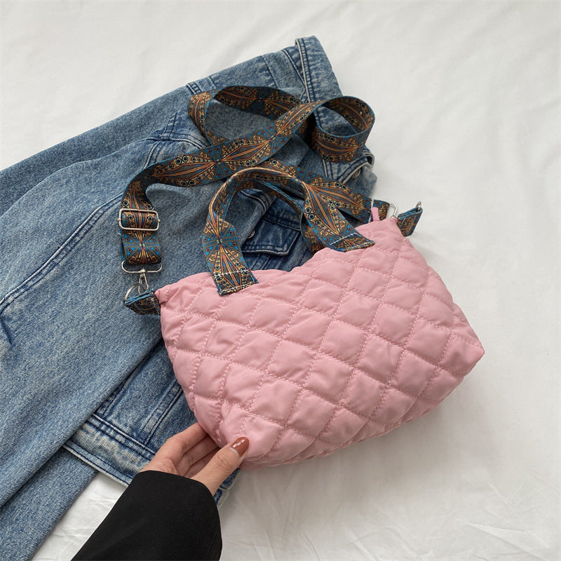 Casual Handbag Simple Shoulder Bag Stylish Crossbody Bag Quilted Korean Style Tote Bag - American Smart