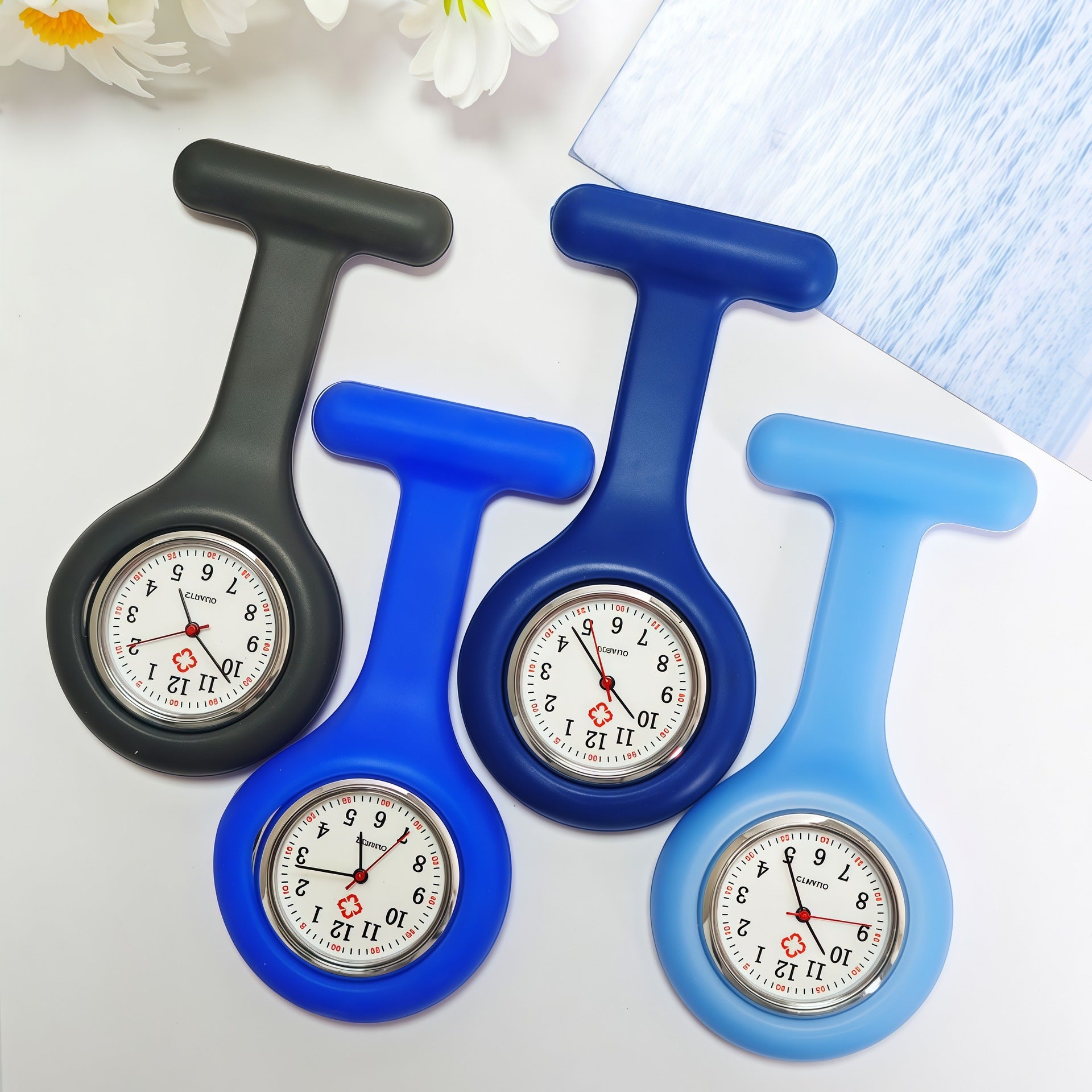 Colorful Silicone Nurse Solid Color Student Exam Pocket Watch Simple Chest Watch Round - American Smart