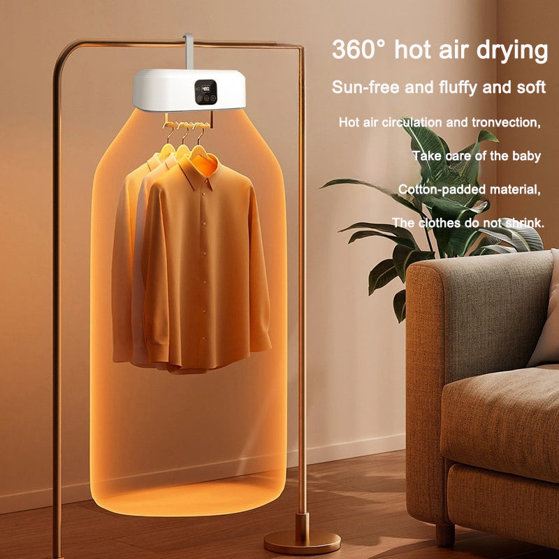 Eprolo home clothes dryer with foldable design, compact baby clothes disinfection and fast drying machine in white.
