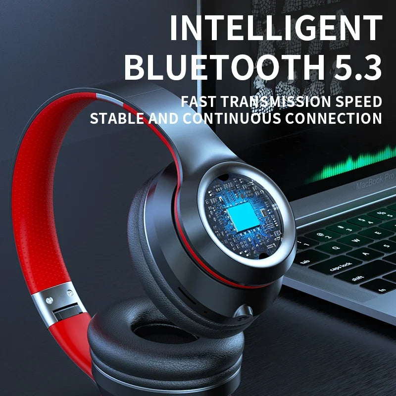Eprolo DR90 wireless headphones with over-ear design, showcasing heavy bass effect and long-lasting battery life.