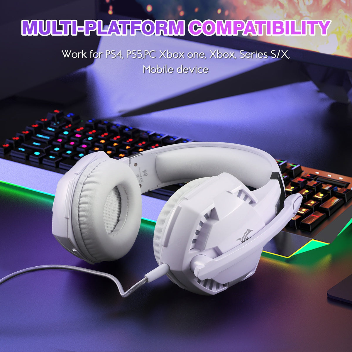 G2000 wired gaming earphones by eprolo with head-mounted design, featuring in-ear style for esports and computer gaming.