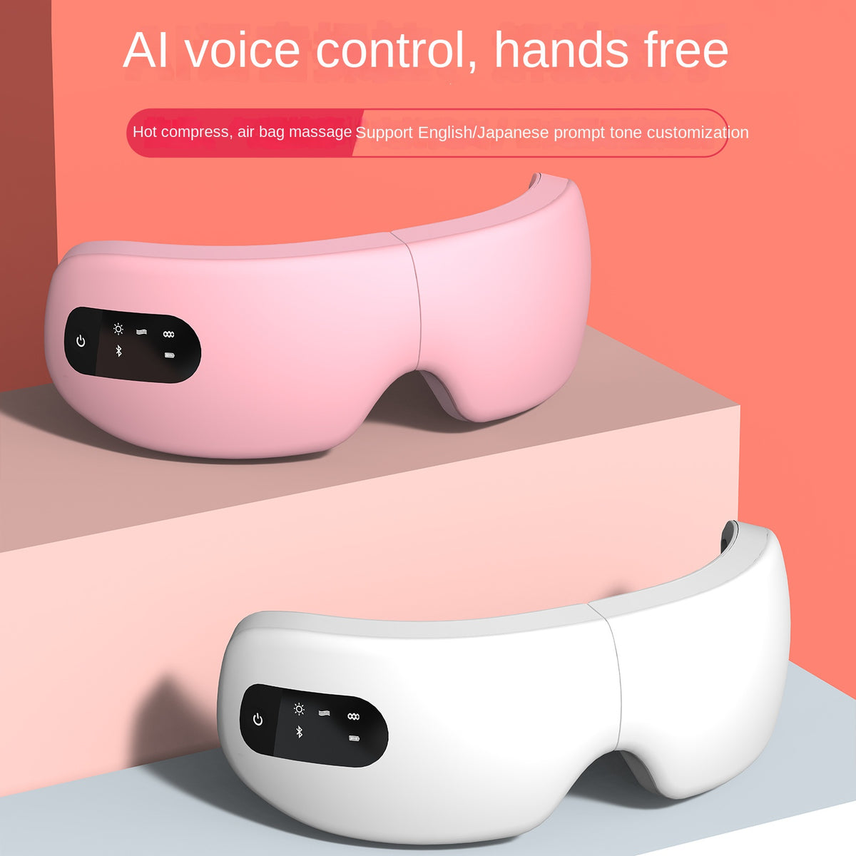 Eprolo eye massager with airbag, vibration, AI voice control, and hot compress for eye relaxation and protection.
