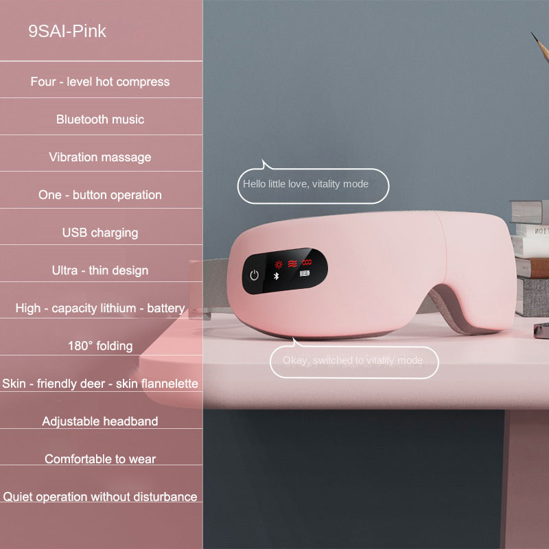 Eprolo eye massager with airbag, vibration, AI voice control, and hot compress for eye relaxation and protection.