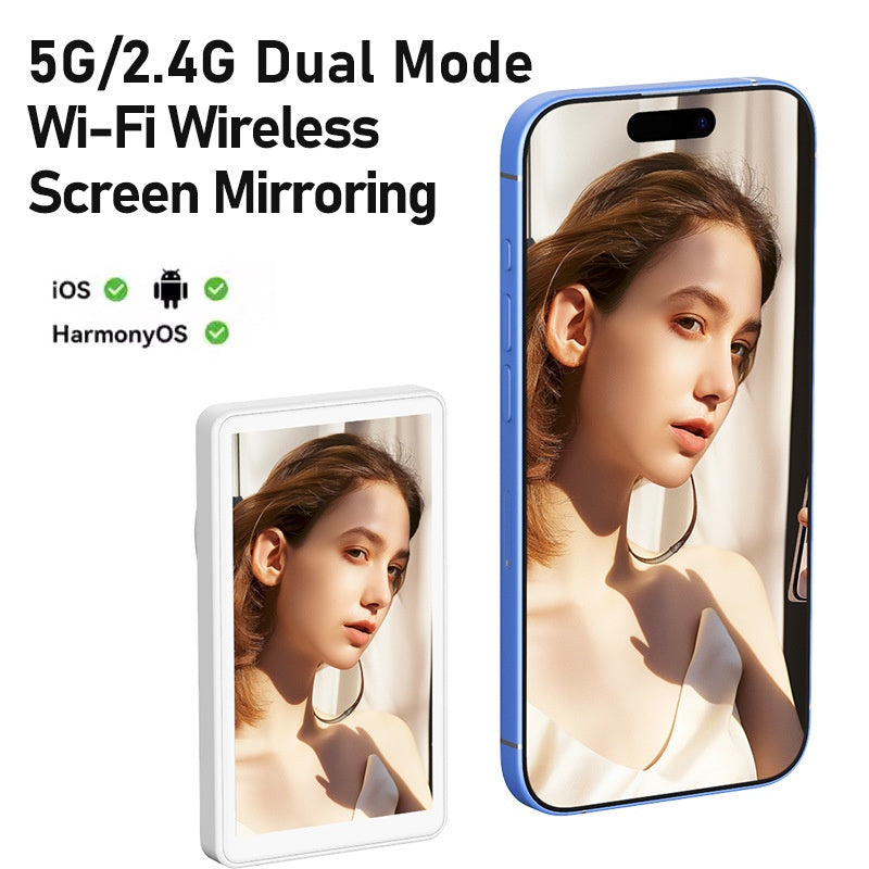 Wireless screen mirroring device by eprolo for selfie and live streaming, featuring rear camera functionality.