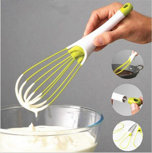 Eprolo rotating plastic egg beater with ergonomic handle, multifunctional manual egg mixer and dough baking tool, easy to clean