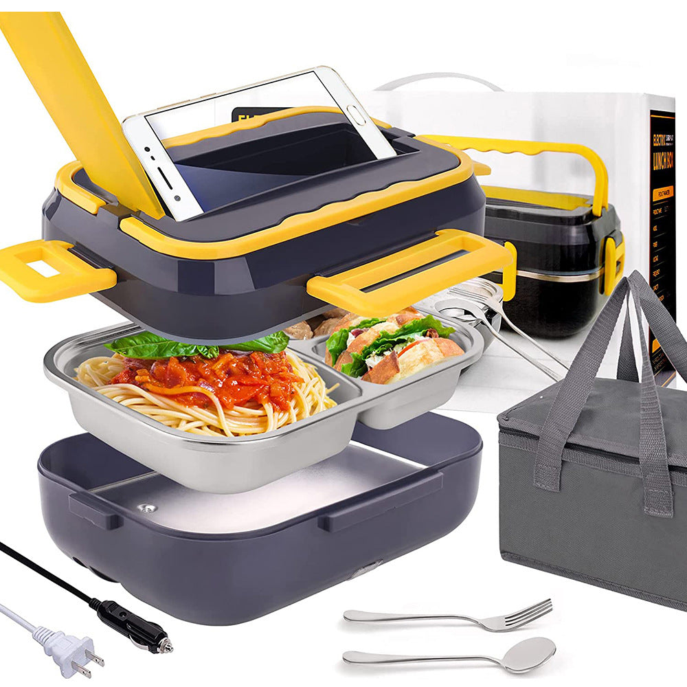 Eprolo 1.5L stainless steel kitchenware cookware set with portable electric lunch box and insulation bag for car or truck use