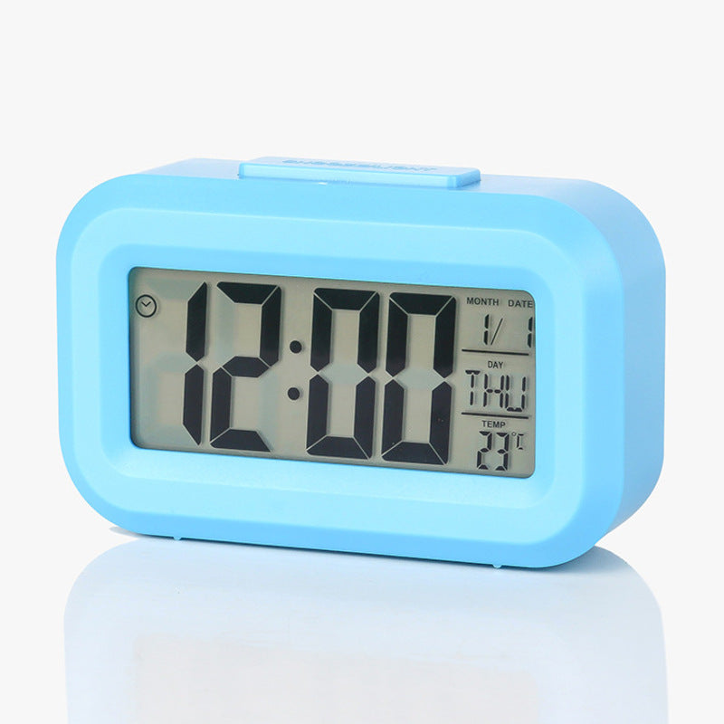 eprolo digital LED alarm clock with battery power, multi-functional bedside home decor, showing time display on a modern table.