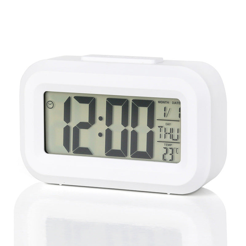 Digital LED alarm clock by eprolo with battery power, featuring multi-function display for bedroom or bedside table decor.
