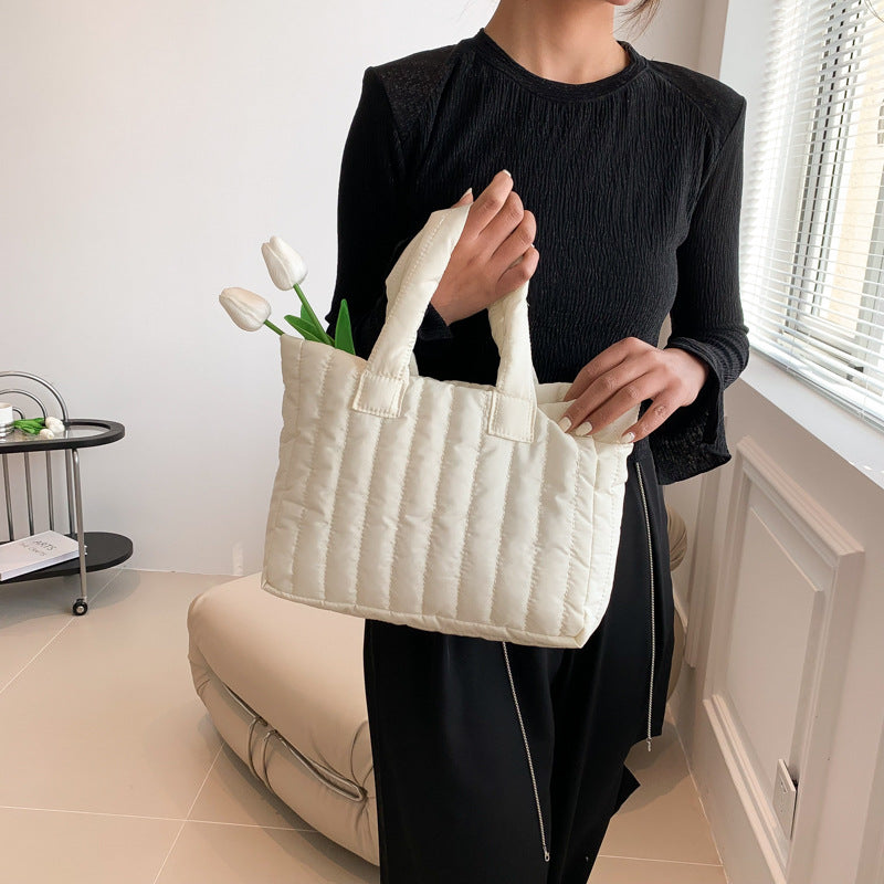 Large capacity eprolo cotton tote bag with simple unique design, embroidered shoulder handbag for fashion and everyday use.