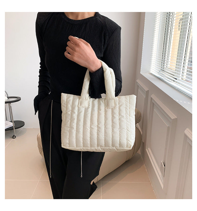 Large capacity cotton shoulder tote bag with embroidery, simple and unique handheld design from eprolo.