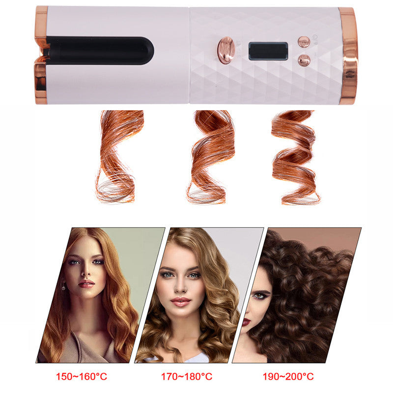 eprolo portable USB curling iron with LCD display, automatic mini hair curler for home use, easy to use lazy styling tool