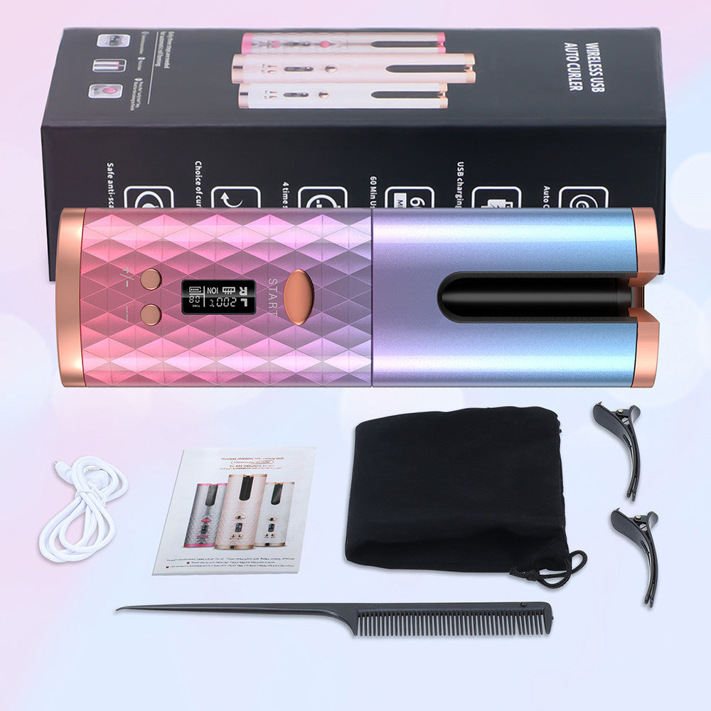 Eprolo portable USB curling iron with LCD display, mini automatic lazy hair curler for easy home styling.