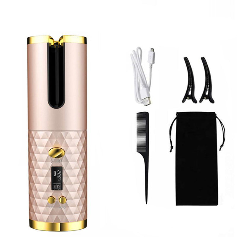 Portable eprolo USB curling iron with LCD display, automatic curling, mini size, suitable for home and travel styling.