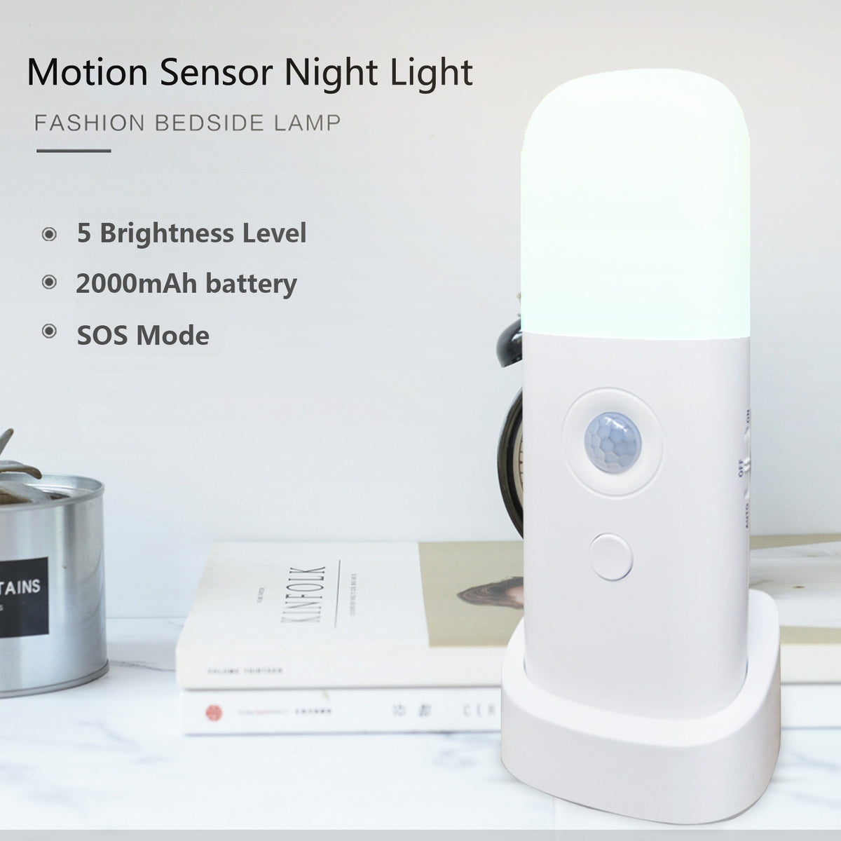 eprolo infrared sensor LED night light with dimming, USB charging, ideal for bedroom bedside use, detects human body movement