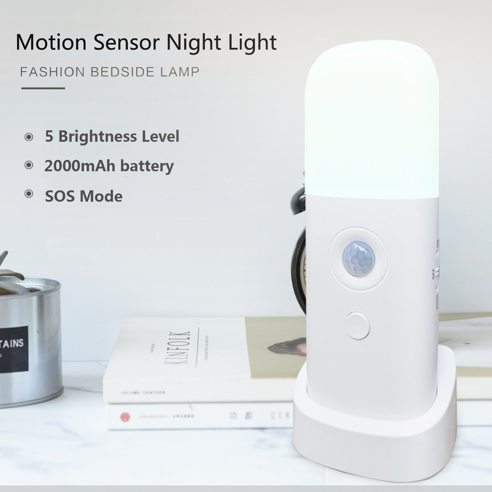 eprolo infrared sensor LED night light with dimming, USB charging, ideal for bedroom bedside use, detects human body movement