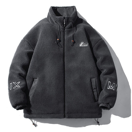 Eprolo men's lamb cashmere cotton winter jacket featuring thick, warm cotton fabric, ideal for cold weather in Hong Kong fashion style.
